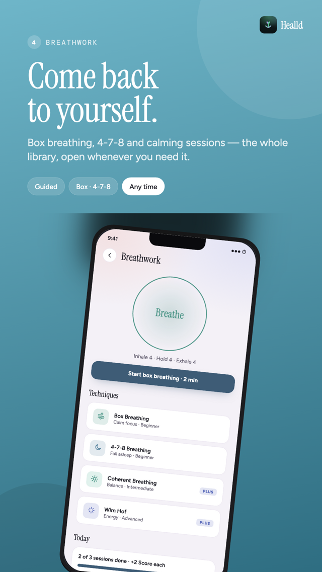 Breathwork library with guided techniques